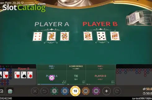 Οθόνη3. Teen Patti 20-20 (SA Gaming) Κουλοχέρης 