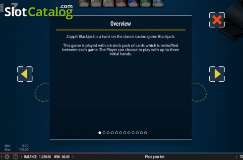 Οθόνη6. Zappit Blackjack Κουλοχέρης