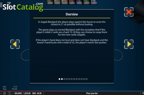 Οθόνη7. Zappit Blackjack Κουλοχέρης