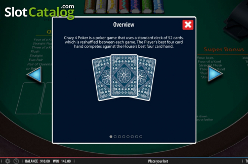 Οθόνη7. Crazy 4 Poker (Shuffle Master) Κουλοχέρης