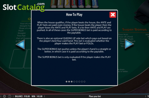 Οθόνη9. Crazy 4 Poker (Shuffle Master) Κουλοχέρης