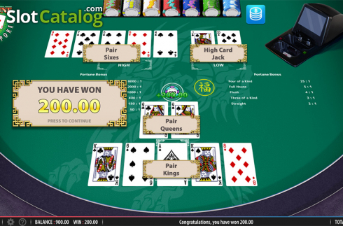 Οθόνη5. Fortune Pai Gow Poker Κουλοχέρης