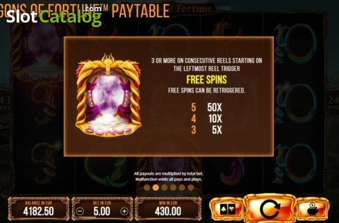 Οθόνη9. Dragons of Fortune Κουλοχέρης 