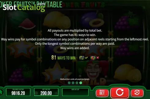 Οθόνη7. 81 Joker Fruits Κουλοχέρης