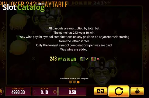 Οθόνη8. Respin Joker 243 Κουλοχέρης