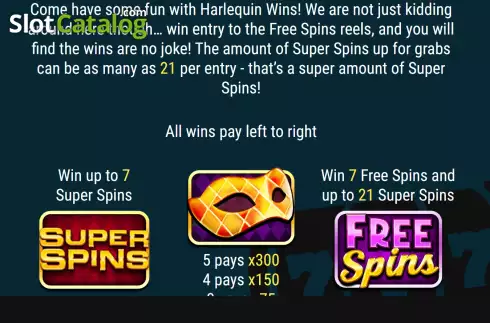 Οθόνη5. Super Spins Harlequin Wins Κουλοχέρης