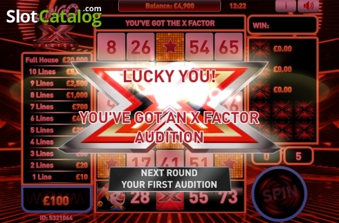 Οθόνη4. Slingo X Factor Κουλοχέρης
