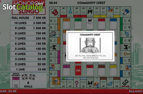 Οθόνη4. Slingo Monopoly Κουλοχέρης 