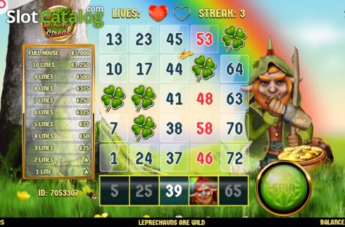 Οθόνη3. Slingo Lucky Streak Κουλοχέρης
