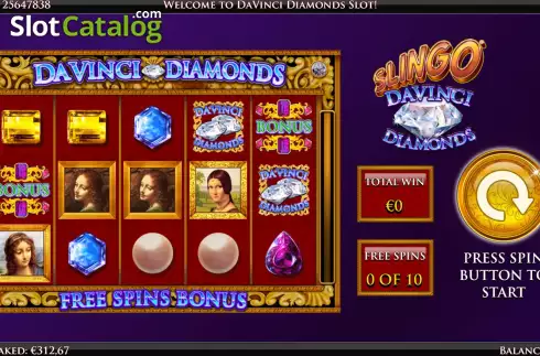 Οθόνη8. Slingo Da Vinci Diamonds Κουλοχέρης