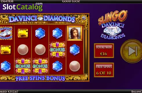 Οθόνη9. Slingo Da Vinci Diamonds Κουλοχέρης