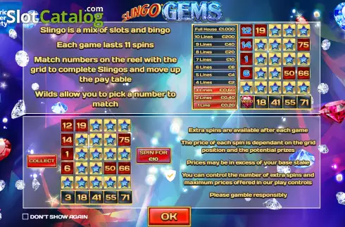 Οθόνη2. Slingo Gems Κουλοχέρης