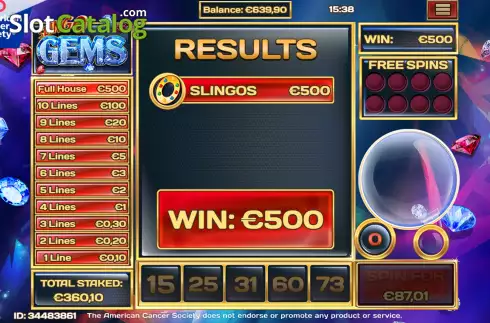 Οθόνη7. Slingo Gems Κουλοχέρης