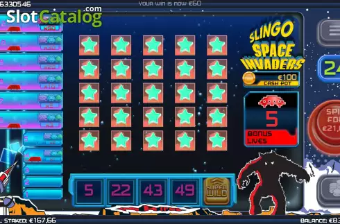 Οθόνη8. Slingo Space Invaders Κουλοχέρης