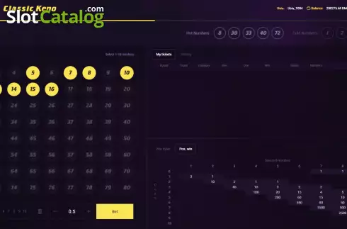 Οθόνη3. Classic Keno (Smartsoft Gaming) Κουλοχέρης