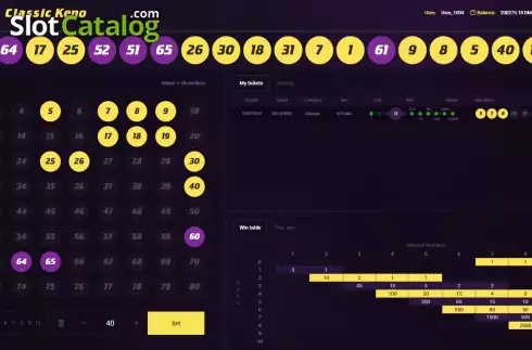 Οθόνη4. Classic Keno (Smartsoft Gaming) Κουλοχέρης