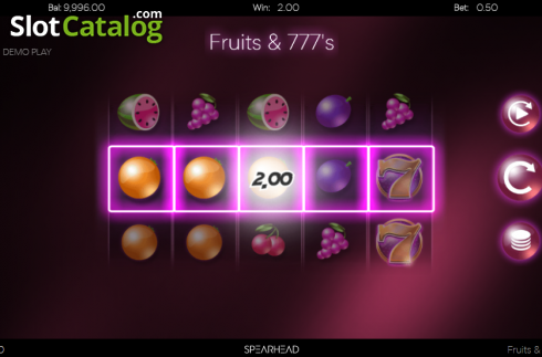 Οθόνη3. Fruits & 777's Slider Κουλοχέρης