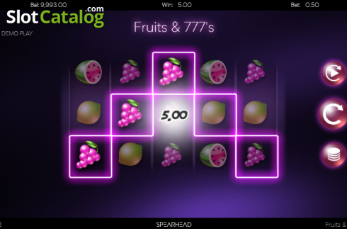 Οθόνη4. Fruits & 777's Slider Κουλοχέρης