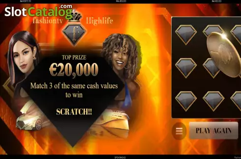 Οθόνη3. FashionTV Highlife Scratchcard Κουλοχέρης