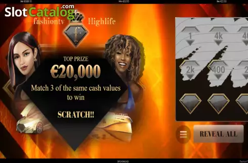 Οθόνη4. FashionTV Highlife Scratchcard Κουλοχέρης