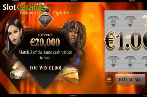 Οθόνη6. FashionTV Highlife Scratchcard Κουλοχέρης