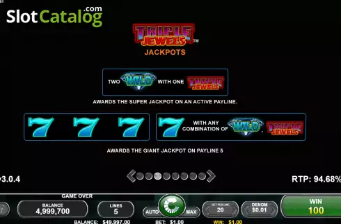 Οθόνη7. Triple Jewels (Spin Games) Κουλοχέρης 