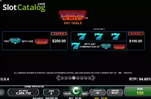 Οθόνη8. Triple Jewels (Spin Games) Κουλοχέρης 