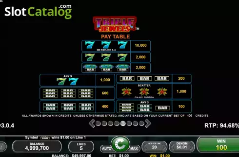 Οθόνη9. Triple Jewels (Spin Games) Κουλοχέρης 