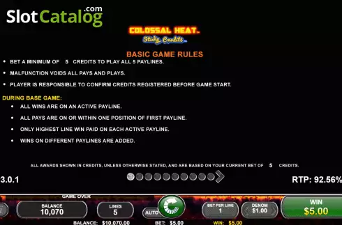 Οθόνη5. Colossal Heat Sticky Credits Κουλοχέρης