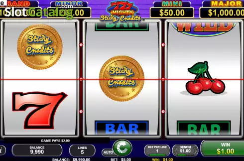 Οθόνη3. Mighty 777 Sticky Credits Κουλοχέρης