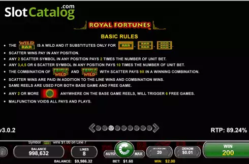 Οθόνη7. Royal Fortunes Κουλοχέρης 