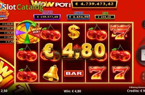 Οθόνη4. 9 Blazing Diamonds Wowpot Κουλοχέρης