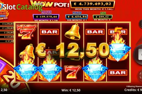 Οθόνη5. 9 Blazing Diamonds Wowpot Κουλοχέρης
