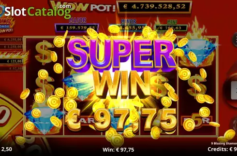 Οθόνη6. 9 Blazing Diamonds Wowpot Κουλοχέρης