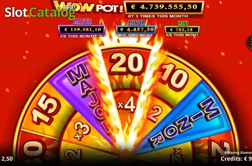 Οθόνη7. 9 Blazing Diamonds Wowpot Κουλοχέρης