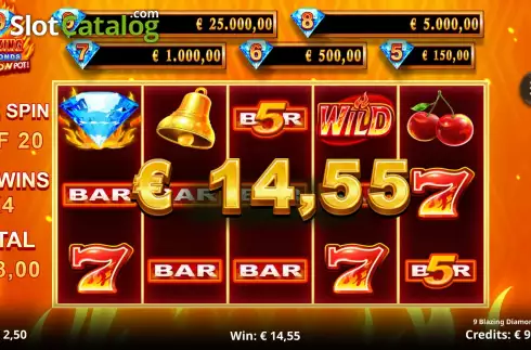 Οθόνη9. 9 Blazing Diamonds Wowpot Κουλοχέρης