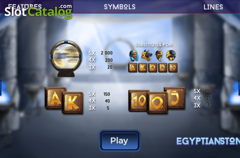 Πίνακας πληρωμών. Egyptian Stone Κουλοχέρης