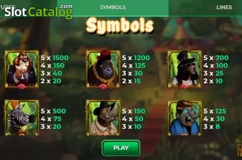 Πίνακας πληρωμών. Fancy Jungle Κουλοχέρης