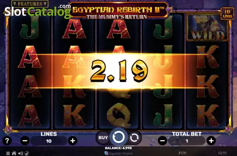 Οθόνη3. Egyptian Rebirth II: The Mummy's Return Κουλοχέρης