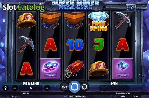 Οθόνη2. Super Miner - Mega Gems Κουλοχέρης