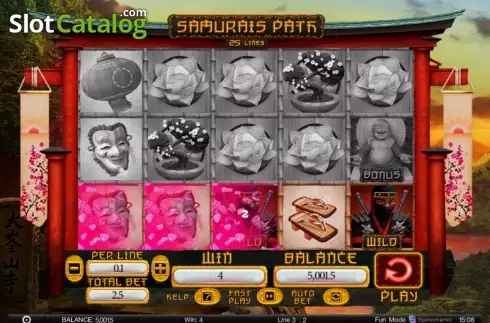 Άνοιγμα οθόνης αγώνα. Samurais Path Κουλοχέρης 