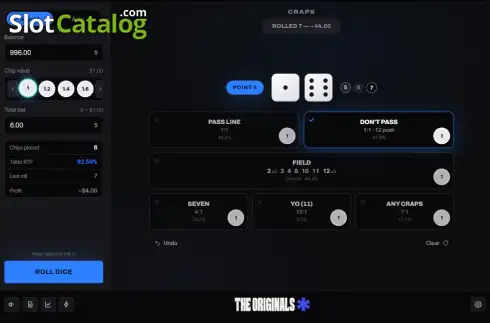 Οθόνη3. Craps (The Originals) Κουλοχέρης 