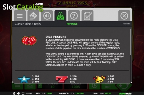 Οθόνη7. Classic Dice 5 Reels Κουλοχέρης