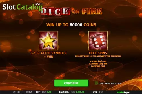Οθόνη 1. Dice on Fire Κουλοχέρης