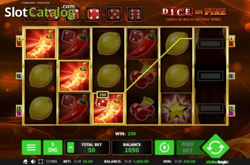 Οθόνη 4. Dice on Fire Κουλοχέρης