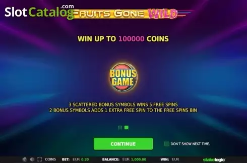Οθόνη Intro Game 2. Fruits Gone Wild Κουλοχέρης