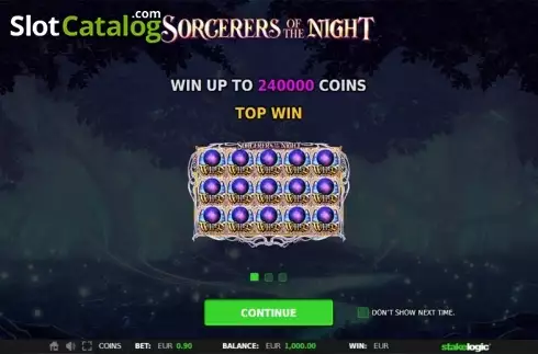 Οθόνη Intro Game 1. Sorcerers of the Night Κουλοχέρης