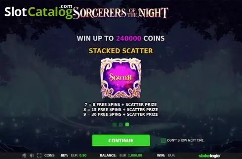 Οθόνη Intro Game 3. Sorcerers of the Night Κουλοχέρης