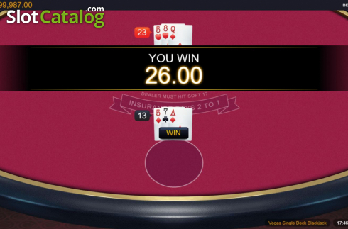 Οθόνη4. Vegas Single Deck Blackjack (Switch Studios) Κουλοχέρης