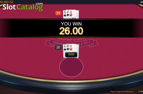 Οθόνη5. Vegas Single Deck Blackjack (Switch Studios) Κουλοχέρης